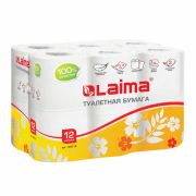 Бумага туалетная 2-сл 12  шт LAIMA  белая с тиснением