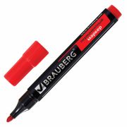 Маркер перманентный 3 мм красный (нестираемый) BRAUBERG «Contract», круглый наконечник, без клипа