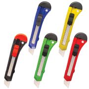 Нож канцелярский 18 мм STAFF фиксатор, цвет корпуса ассорти, упаковка с европодвесом