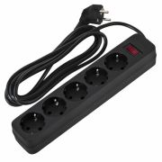 Сетевой фильтр SONNEN SPB-305, 5 розеток с заземлением, выключатель, 10 А, 3 м, черный