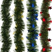 Мишура (1 штука) с декором, диаметр 70 мм, длина 2 м, матовая, ассорти 4 дизайна, ЗОЛОТАЯ СКАЗКА, 592424