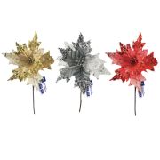 Украшение елочное 1 шт., «Цветок», диаметр 22 см, длина 20 см, ассорти 3 дизайна, ЗОЛОТАЯ СКАЗКА, 592420