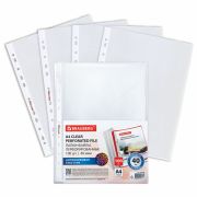 Папки-файлы перфорированные с антибликовой текстурой А4 BRAUBERG PIXEL, КОМПЛЕКТ 100 шт., 40 мкм, 273009