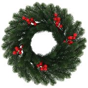 Венок новогодний, диаметр 42 см «Красные ягодки», с декором, литой ПЭТ, ЗОЛОТАЯ СКАЗКА, 592517