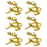 Кольца для салфеток новогодние, КОМПЛЕКТ 6 шт., 5,5 см, «Олени», золотистые, ЗОЛОТАЯ СКАЗКА, 592487