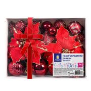 Шары елочные НАБОР 54 предмета «Burgundy Style», пластик, бордо, ЗОЛОТАЯ СКАЗКА, 592591