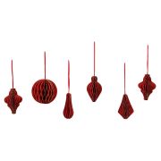 Елочные украшения из бумаги, НАБОР 6 шт., с глиттером, цвет бургунди, ЗОЛОТАЯ СКАЗКА, 592540