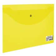 Папка-конверт с кнопкой желтая прозрачная А5, МАЛОГО ФОРМАТА (240х190 мм), 0,18 мм, BRAUBERG