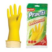 Перчатки латексные хозяйственные размер M желтые PACLAN «Practi Universal», пара, х/б напыление