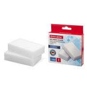 Губка МЕЛАМИНОВАЯ для удаления пятен, для чистки,10,5х6х2,5 см, 2шт, колорбокс, BRAUBERG