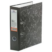 Папка-регистратор черная мрамор А4/75мм Workmate, метал. окантовка