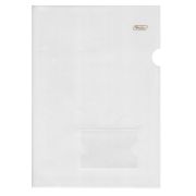 Папка-уголок прозрачная 180 мкм пластиковая, с карманом для визитки Hatber