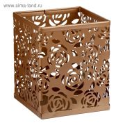 Стакан для пишущих принадлежностей, deVENTE My Gold, ажурный метал, золото, 8x8x9,8 см квадратный