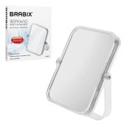 Зеркало настольное BRABIX, 19х16 см, двустороннее, с увеличением, прозрачная рамка