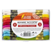 Набор ниток для вышивания (мулине) «АССОРТИ», 25 цветов по 10 м, х/б, ОСТРОВ СОКРОВИЩ