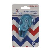 Корректирующая лента 5 мм*4 м «Attomex», синий прозрачный корпус, фронтальный аппликатор, блистер