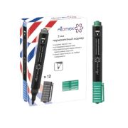 Маркер перманентный 3 мм  зеленый «Attomex» круглый корпус, пулевидный наконечник