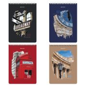 Блокнот А5 (146х206 мм), 60 л., гребень, картон, жесткая подложка, клетка, BRAUBERG, «Города»