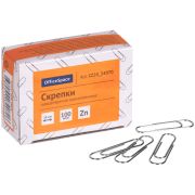 Скрепки 28 мм оцинкованные OfficeSpace 100 шт, карт. упак.