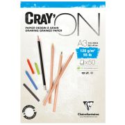 Скетчбук - блокнот 50л., А3 Clairefontaine «Cray ON», на склейке, мелкозерн., 120г/м2