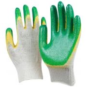Перчатки х/б с двойным латексным обливом (зеленые)