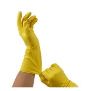 Перчатки резиновые хозяйственные OfficeClean Стандарт+,супер прочные,р.S,желтые,пакет с европодвесом