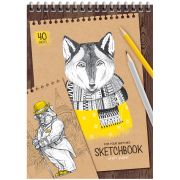 Скетчбук 40л., А5 ArtSpace «Craft style», на гребне, крафт, 80г/м2