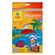 Фетр Мульти-Пульти, А4, 12л., 12цв., 2мм, «Приключения Енота»