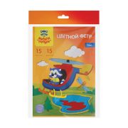 Фетр Мульти-Пульти, А4, 15л., 15цв., 1мм, «Приключения Енота»