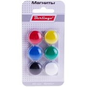 Магниты для магнитной доски 6 шт 20 мм цветные в блистере с европодвесом Berlingo