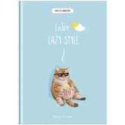 Скетчбук 120л., А5 BG «Кот с попкорном», 7БЦ, матовая ламинация, трехцветный тонированный блок, 80г/м2