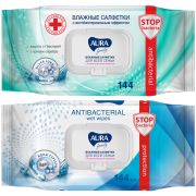 Салфетки влажные Aura «FAMILY», big-pack с крышкой, 15*14см, 144шт., антибактер.