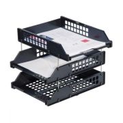 Лоток для бумаг горизонтальный СТАММ STRONG, черный на метал.стержнях, набор 3шт