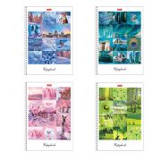 Тетрадь клетка А4 80 л., HATBER, гребень, сплошной лак, цветной срез, «Краски дня» (4 вида)