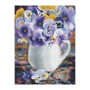 Алмазная мозаика ТРИ СОВЫ «Анютины глазки», 30*40см, холст на деревянном подрамнике, картонная коробка с пластиковой ручкой