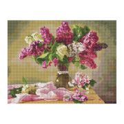 Алмазная мозаика ТРИ СОВЫ «Букет сирени», 40*50см, холст на деревянном подрамнике, картонная коробка с пластиковой ручкой