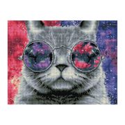 Алмазная мозаика ТРИ СОВЫ «Кошачий космос», 40*50см, холст на деревянном подрамнике, картонная коробка с пластиковой ручкой