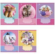 Тетрадь линия А5 12 л. на скобе, мелованный картон серия «Милашки»