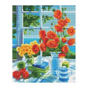 Алмазная мозаика ТРИ СОВЫ «Натюрморт с маками», 40*50см, холст, картонная коробка с пластиковой ручкой