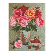 Алмазная мозаика ТРИ СОВЫ «Пионы и вишня», 30*40см, холст, картонная коробка с пластиковой ручкой