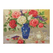 Алмазная мозаика ТРИ СОВЫ «Пионы», 50*70см, холст, картонная коробка с пластиковой ручкой