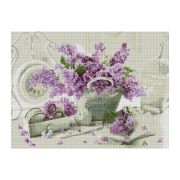 Алмазная мозаика ТРИ СОВЫ «Сирень», 50*70см, холст, картонная коробка с пластиковой ручкой