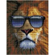 Алмазная мозаика ТРИ СОВЫ «Модный лев», 30*40см, холст на деревянном подрамнике, картонная коробка с пластиковой ручкой