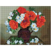 Алмазная мозаика ТРИ СОВЫ «Букет маков», 30*40см, холст на деревянном подрамнике, картонная коробка с пластиковой ручкой