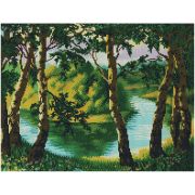 Алмазная мозаика ТРИ СОВЫ «Летний пейзаж», 40*50см, холст на деревянном подрамнике, картонная коробка с пластиковой ручкой