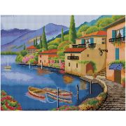 Алмазная мозаика ТРИ СОВЫ «Город у моря», 40*50см, холст на деревянном подрамнике, картонная коробка с пластиковой ручкой