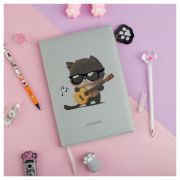 Ежедневник недатированный, А5, 136л., кожзам, MESHU «Сat melody», тон. блок, карман на молнии с брелком, закладка-ляссе