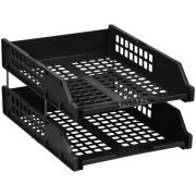 Лоток для бумаг горизонтальный СТАММ «Strong», набор 2шт., на метал. стержнях, черный