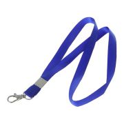 Лента для бейджа синяя  ширина-15мм, длина-80см с металлическим карабином